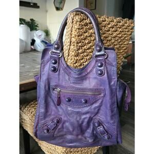 Vintage Y2K Balenciaga City Hobo Bag Purple Dip Dyed Large Lamb Leather Slouchy